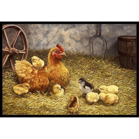 Jensendistributionservices Chicken Hen & Her Chicks Indoor or Outdoor Mat, 18 x 27 MI2557314